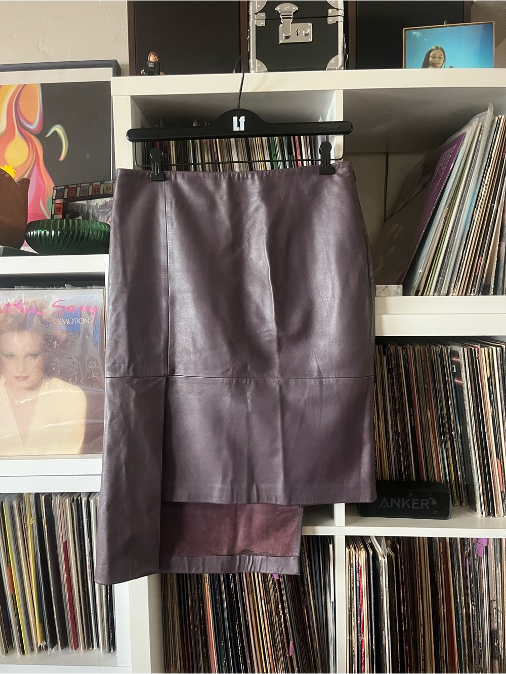 Versace VERSUS Asymmetrical Leather Skirt purple sz 42